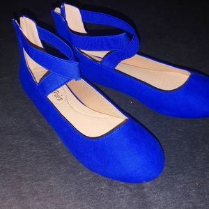 Dream Pairs elastic ankle strap flats BLUE